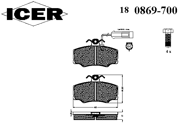 180869-700 Icer pastillas de freno delanteras