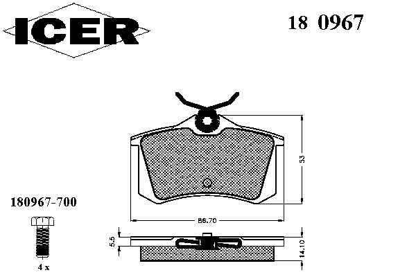 180967 Icer pastillas de freno traseras