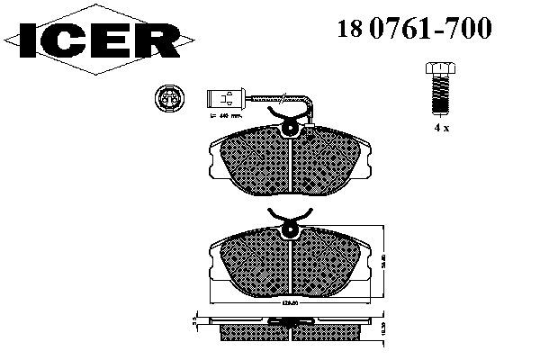 180761700 Icer pastillas de freno delanteras