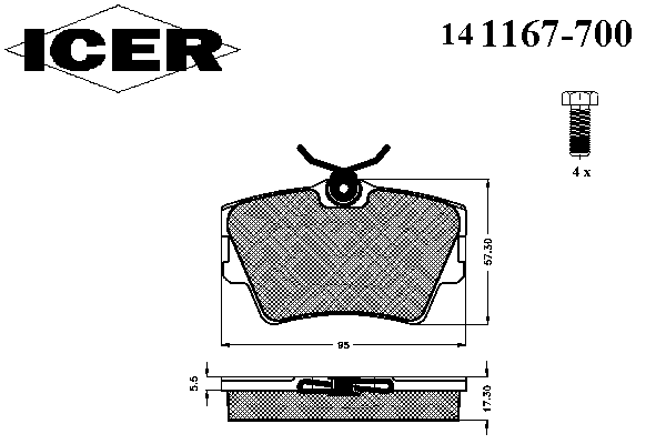 141167-700 Icer pastillas de freno traseras