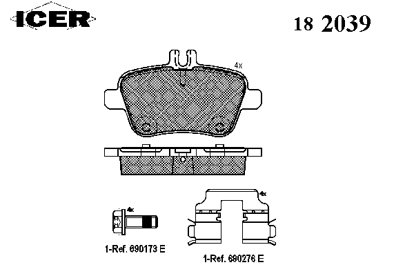 182039 Icer pastillas de freno traseras