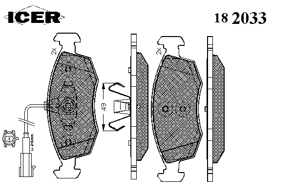 182033 Icer pastillas de freno delanteras