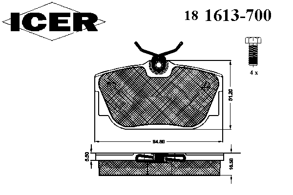 181613-700 Icer pastillas de freno traseras