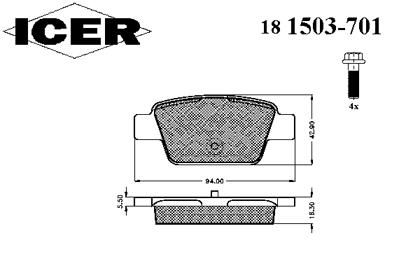 181503-701 Icer pastillas de freno traseras