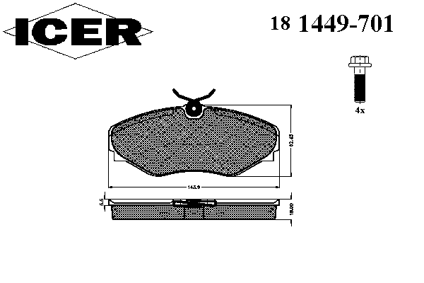 181449701 Icer pastillas de freno delanteras