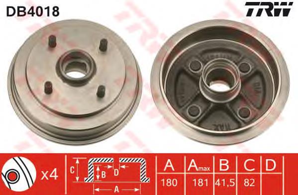 Freno de tambor trasero DB4018 TRW