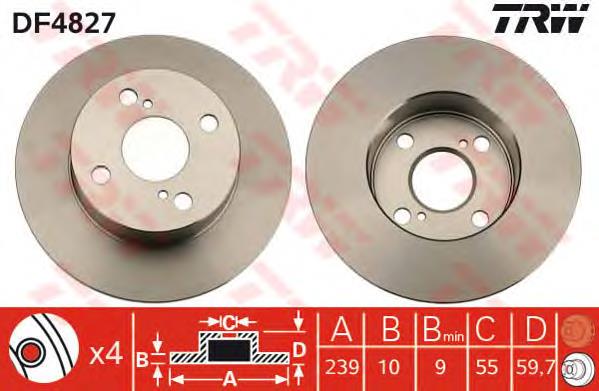 DF4827 TRW disco de freno trasero