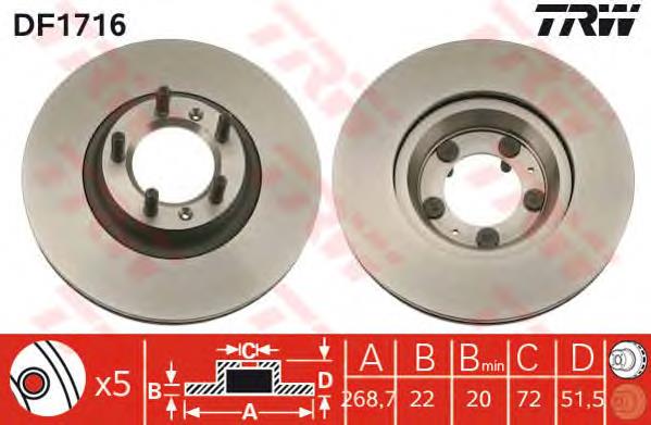 60522091 Fiat/Alfa/Lancia freno de disco delantero