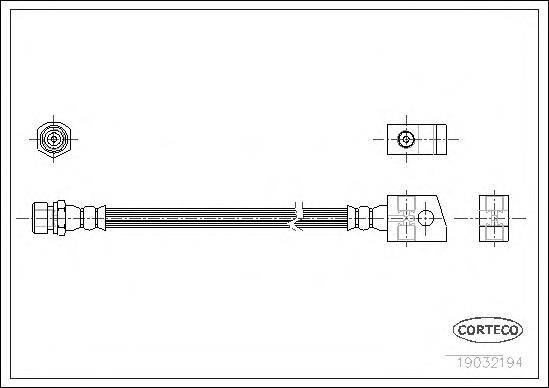 19032194 Corteco tubo flexible de frenos trasero