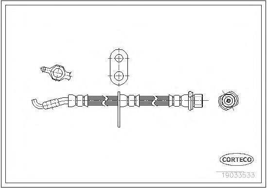 19033533 Corteco tubo flexible de frenos trasero derecho
