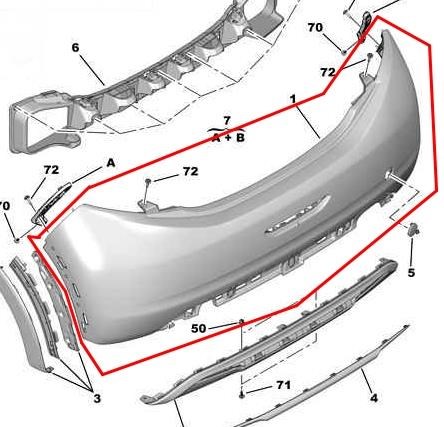 Parachoques trasero 1610050780 Peugeot/Citroen