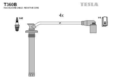 Cables de alta tensión, juego T360B Tesla