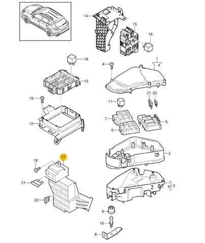  Caja de fusibles para Porsche Cayenne 2 