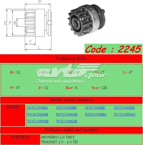 2245 Ghibaudi bendix, motor de arranque