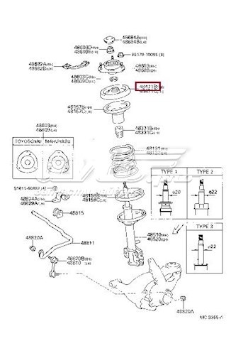 4804420040 Toyota caja de muelle, eje delantero, arriba