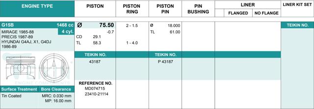  Juego De Piston Para Motor, STD para Hyundai Pony 