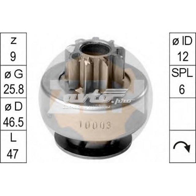 ZN10003 ZEN bendix, motor de arranque