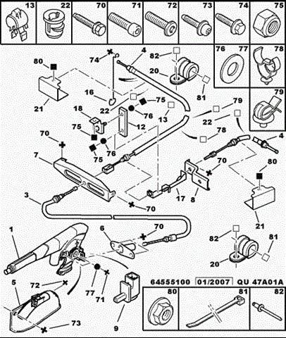  Palanca freno mano para Citroen C8 EA, EB