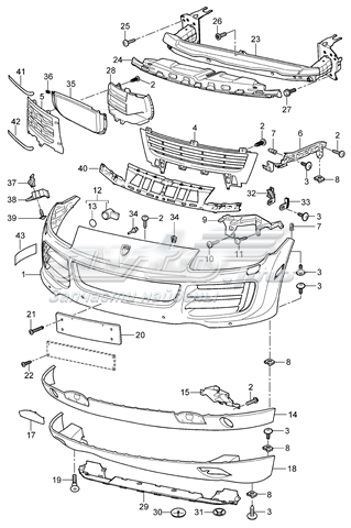 95550504910 Porsche soporte de guía para parachoques delantero, izquierdo