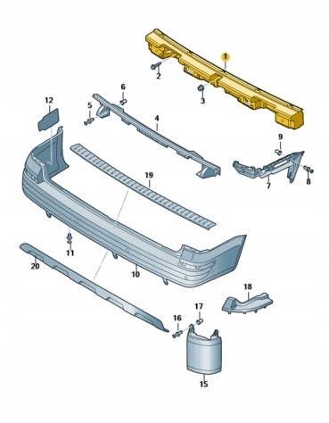 7E0807305E VAG soporte de guía para parachoques trasero