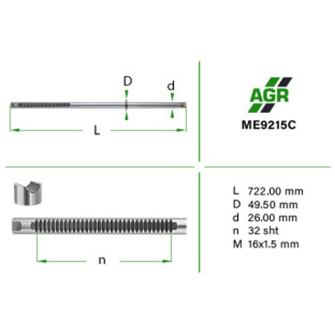 ME9215C AGR cremallera de direccion de el eje (varilla)