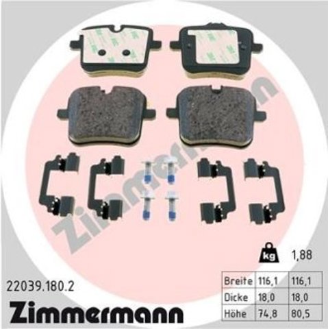 22039.180.2 Zimmermann pastillas de freno traseras