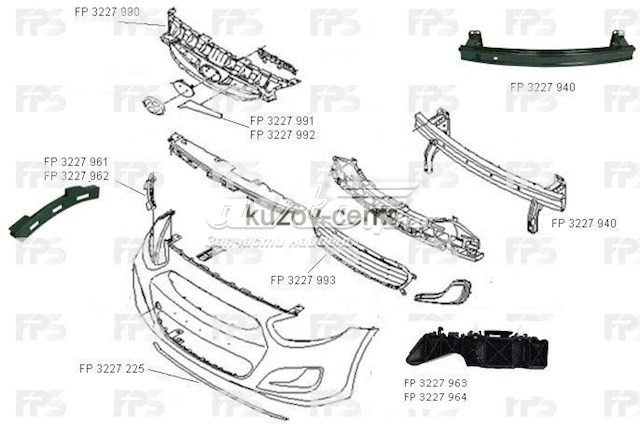 FP 3227 961 FPS soporte de parachoques delantero izquierdo