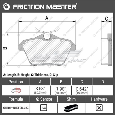 MKD1477 Friction Master pastillas de freno traseras