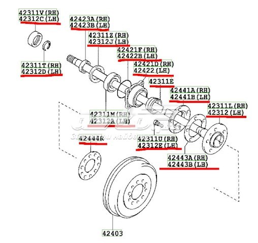  Árbol de transmisión trasero para Toyota Hilux KUN25