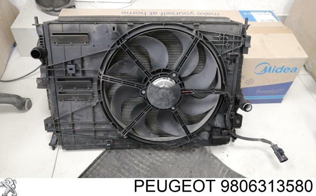 9806313580 Peugeot/Citroen difusor de radiador, ventilador de refrigeración, condensador del aire acondicionado, completo con motor y rodete