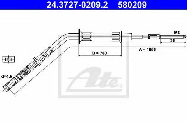 50206 Adriauto cable de freno de mano trasero derecho/izquierdo