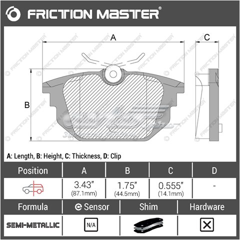 MKD1478 Friction Master pastillas de freno traseras