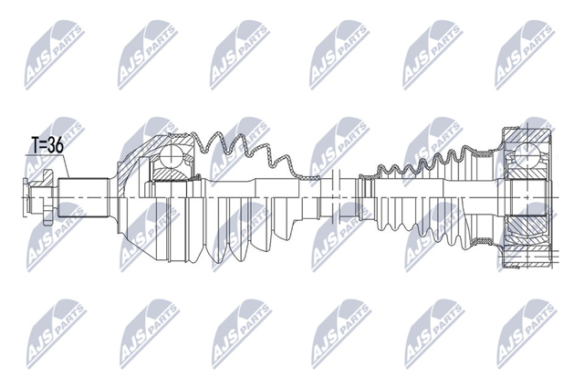 NPWVW166 NTY árbol de transmisión delantero izquierdo
