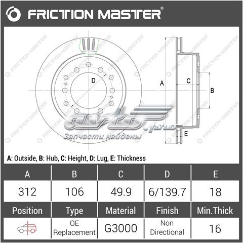 R1007 Friction Master disco de freno trasero