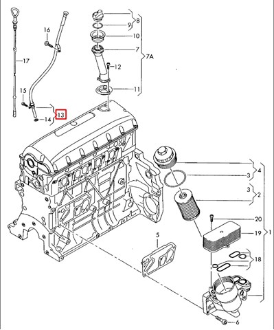  Embudo, varilla del aceite, motor para Volkswagen Touareg 1 