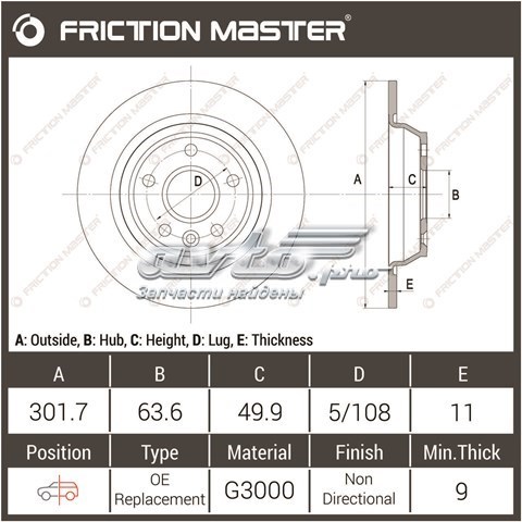 R1832 Friction Master disco de freno trasero