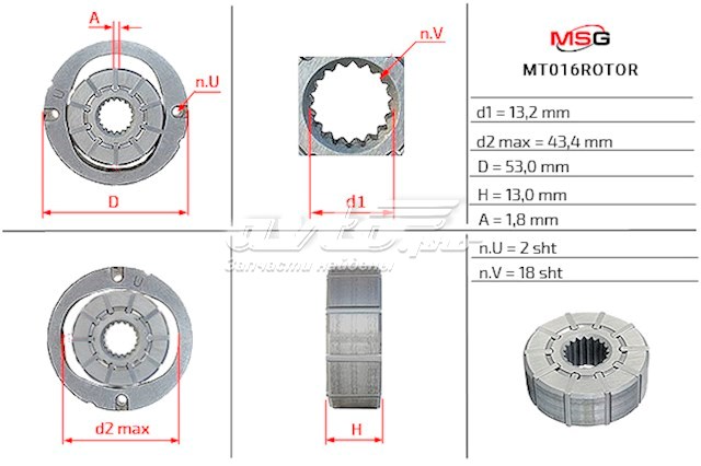  Rotor de bomba de dirección hidráulica para Citroen C-Crosser EP