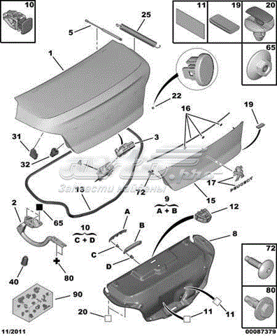  Goma de contorno del maletero para Peugeot 508 