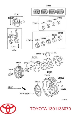 1301133070 Toyota juego de aros de pistón, motor, std