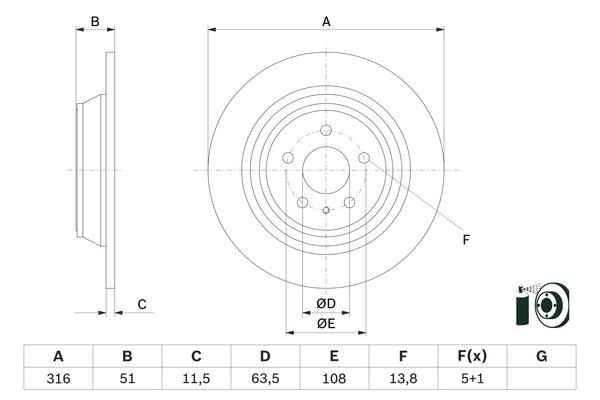 0986479D86 Bosch disco de freno trasero