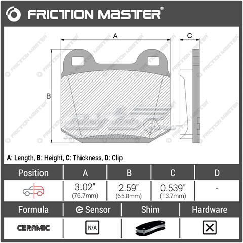 CMX961 Friction Master pastillas de freno traseras