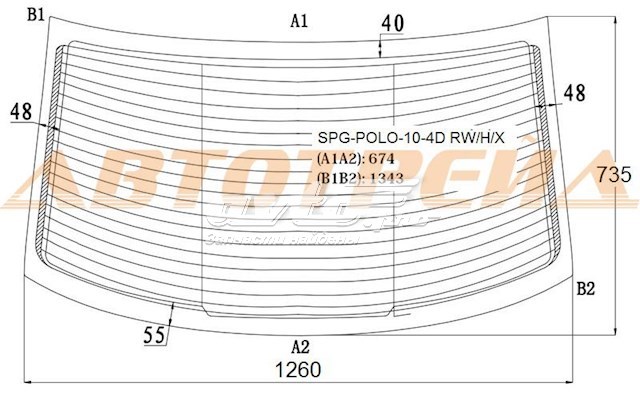  Luneta trasera para Volkswagen Polo 602, 604, 612, 614