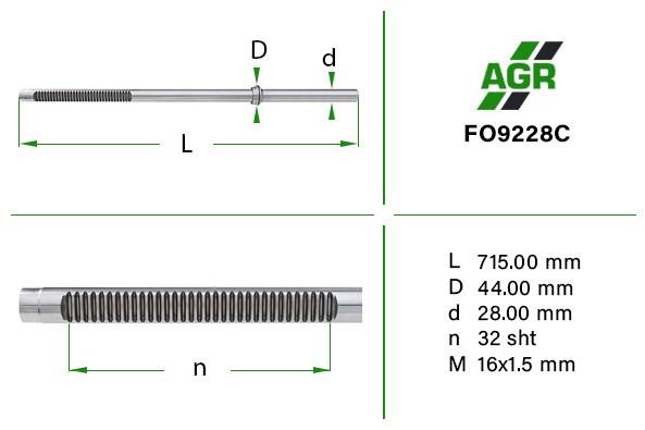 FO9228C AGR cremallera de direccion de el eje (varilla)