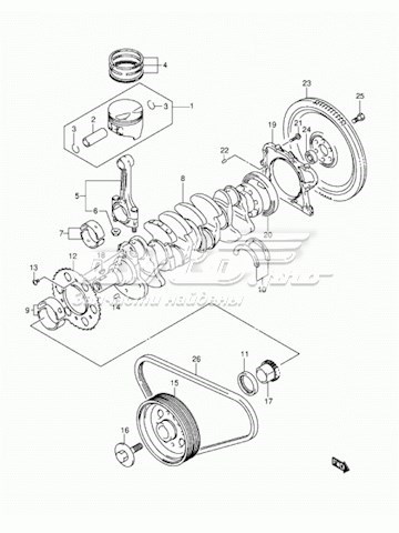  Pistón con bulón sin anillos, cota de reparación +0,50 mm para Suzuki Ignis 2 