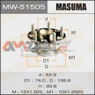 MW51505 Masuma cubo de rueda trasero