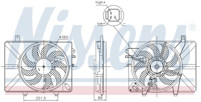 850052 Nissens difusor de radiador, ventilador de refrigeración, condensador del aire acondicionado, completo con motor y rodete