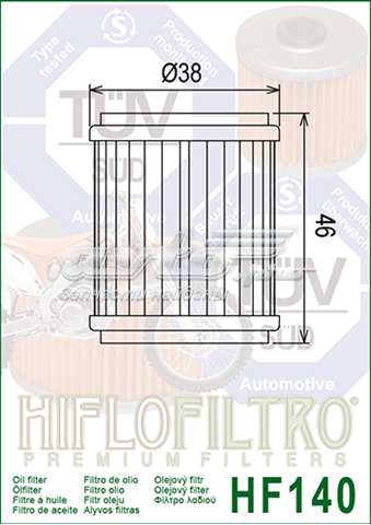 HF140 Hiflofiltro filtro de aceite