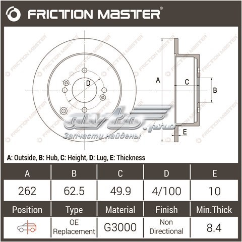 R1226 Friction Master disco de freno trasero