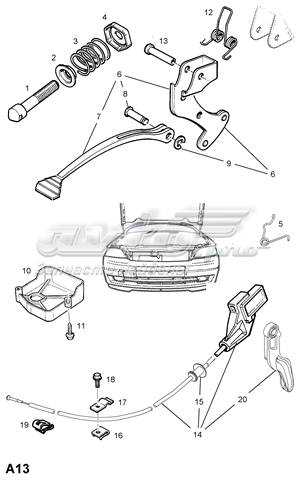  Cable de apertura de capó del motor para Opel Zafira F75